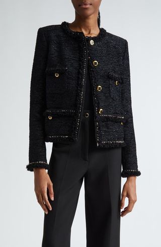 Sequin Chenille Tweed Jacket