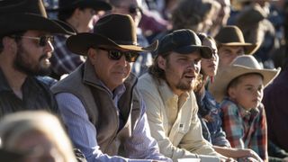Cole Hauser, Kevin Costner and Luke Grimes in Yellowstone