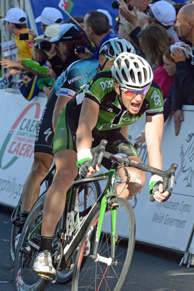 Sam Bennett cross the line first at the end of stage 5 of the Tour of Britain