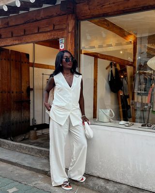 Aida Badji wears a tailored two-piece