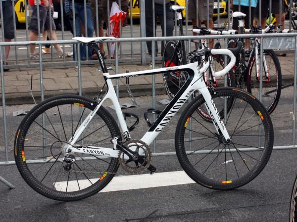 The Omega Pharma-Lotto team occasionally had Canyon's latest Aeroad CF machine on display but it's yet to be raced in this year's Tour de France.