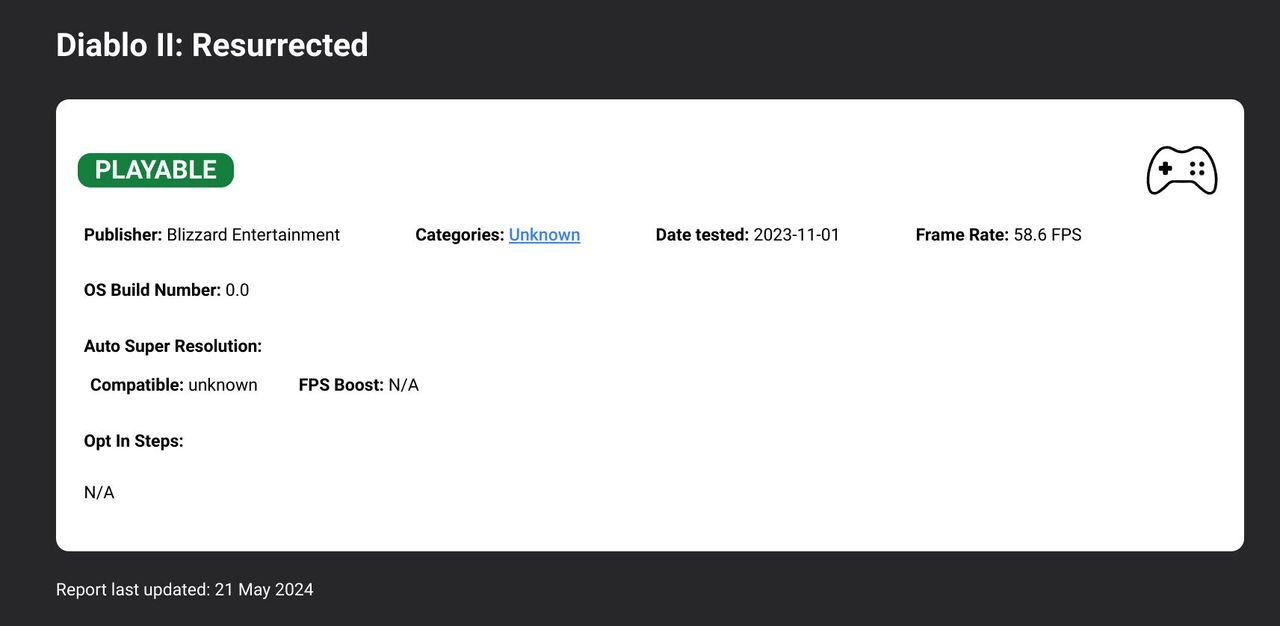worksonwoa.com performance reports for games running on Snapdragon X Elite