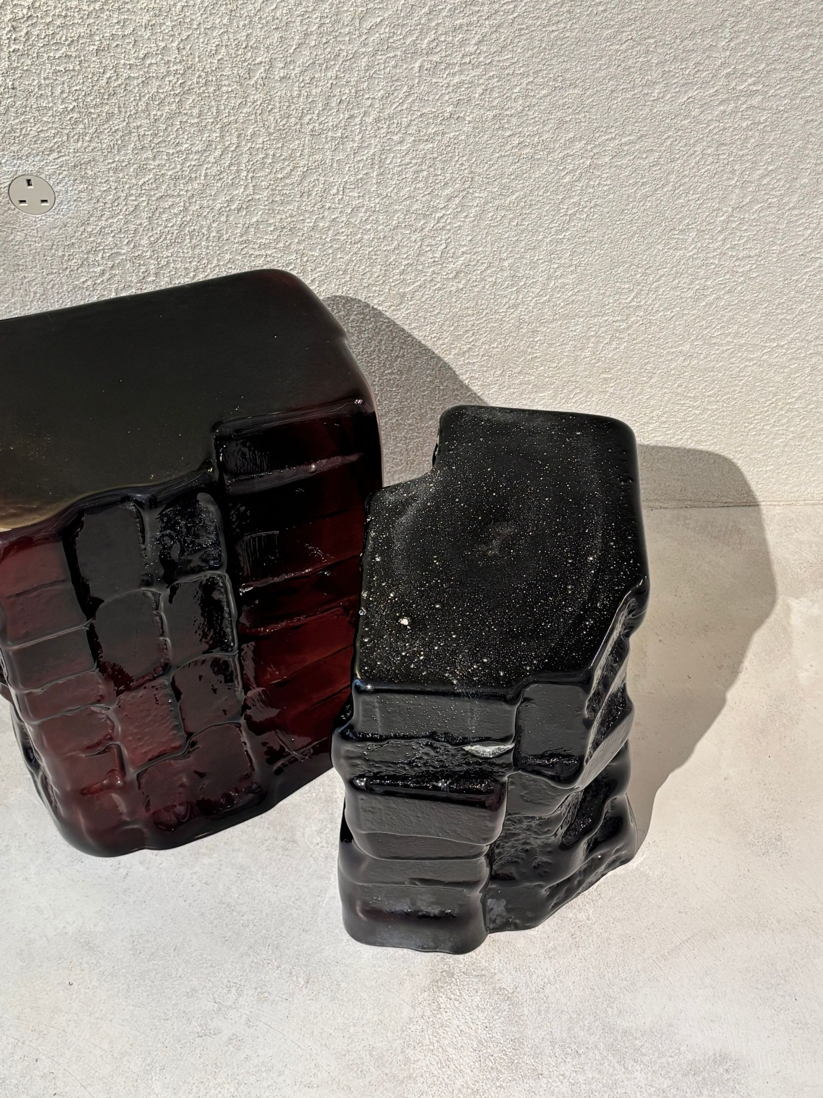 black glass side tables