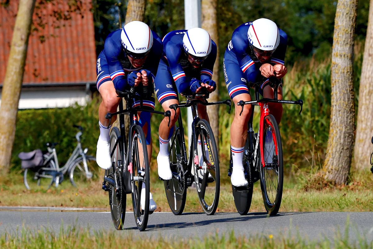 2021 UCI World Championships - Flanders - Mixed Relay - Knokke Heist - Bruges 44,3 km - 22/09/2021 - Benjamin Thomas (France) - Thomas Denis (France) - Valentin Tabellion (France) - photo Luca Bettini/BettiniPhoto&Acirc;&copy;2021