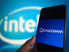 Qualcomm and Intel logos on device screens