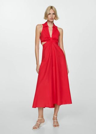 Red dress poplin