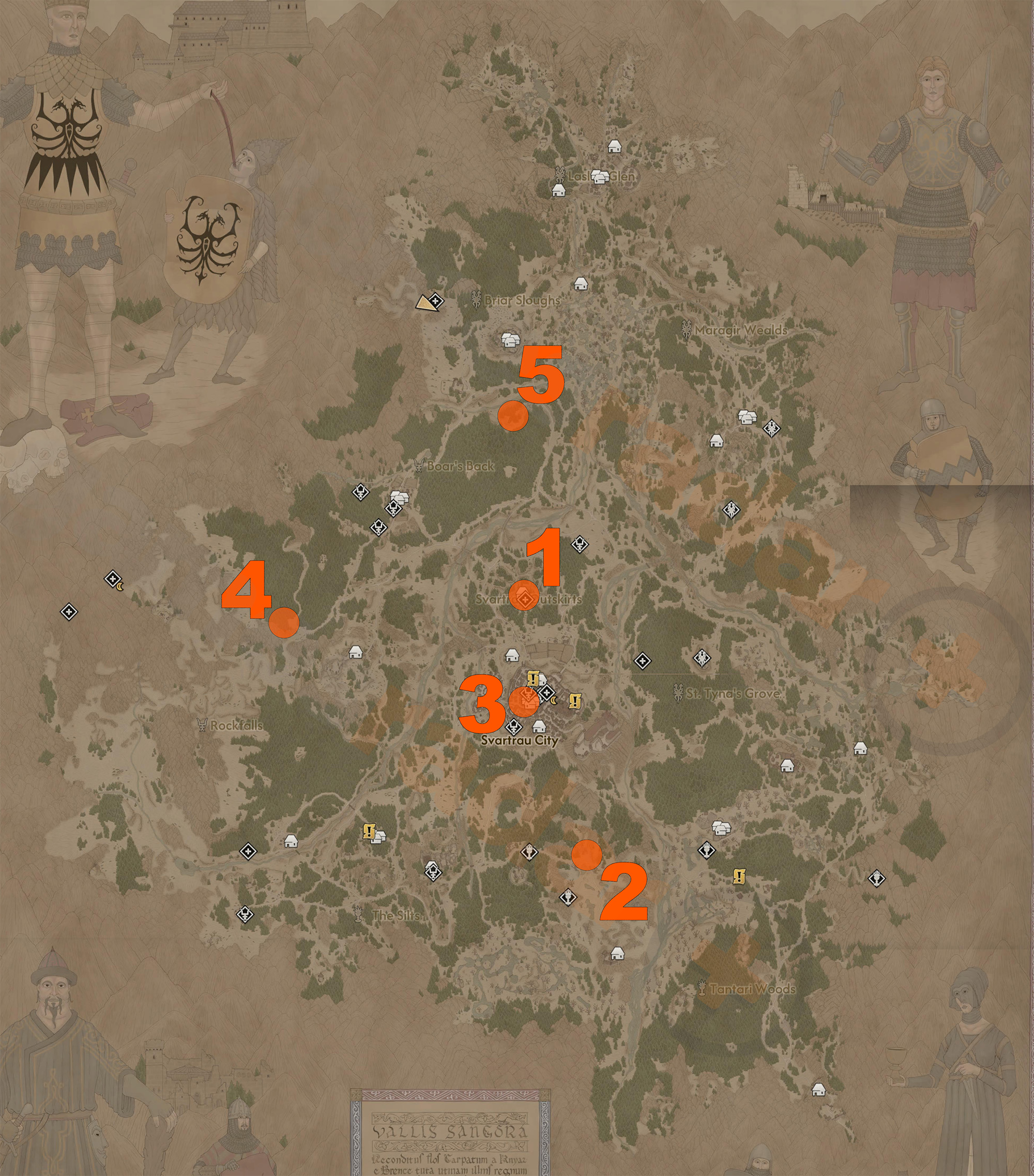 Map showing the locations of all Sanzhana in The Blood of Dawnwalker