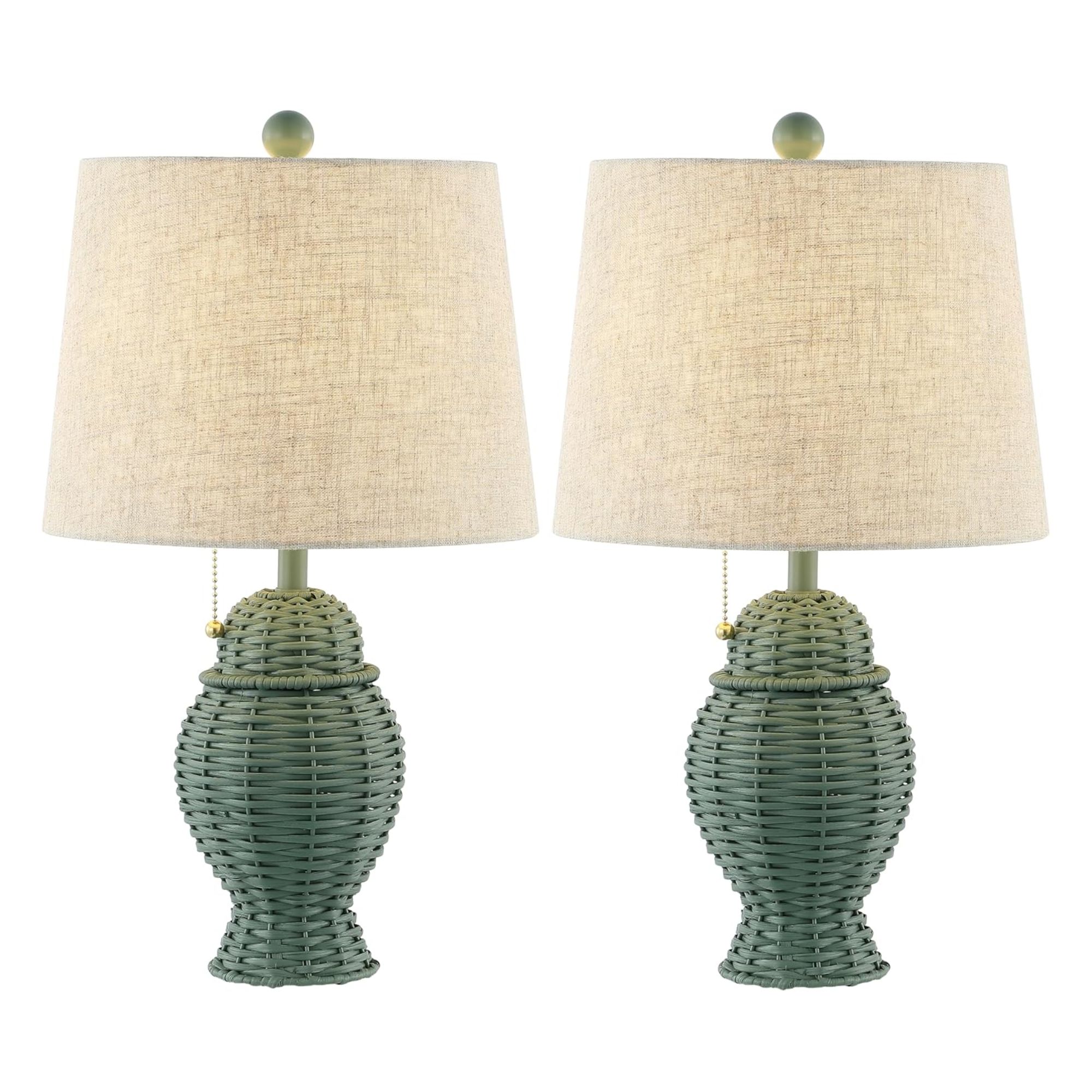 JONATHAN Y Margie Wicker Table Lamps (Set of 2)