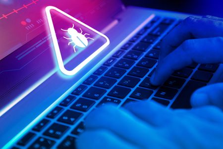 Malware attack virus alert , malicious software infection , cyber security awareness training to protect business