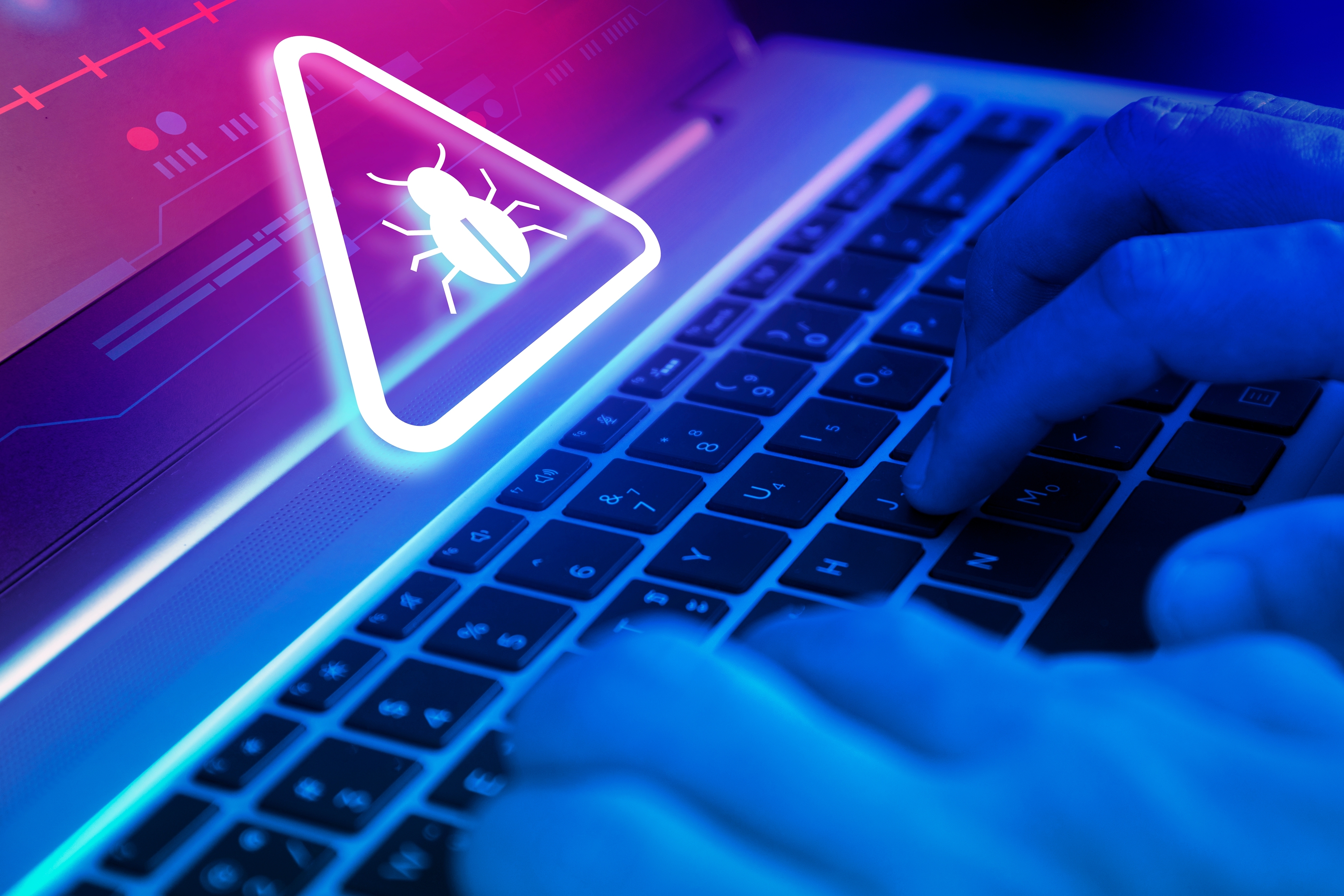 Malware attack virus alert , malicious software infection , cyber security awareness training to protect business