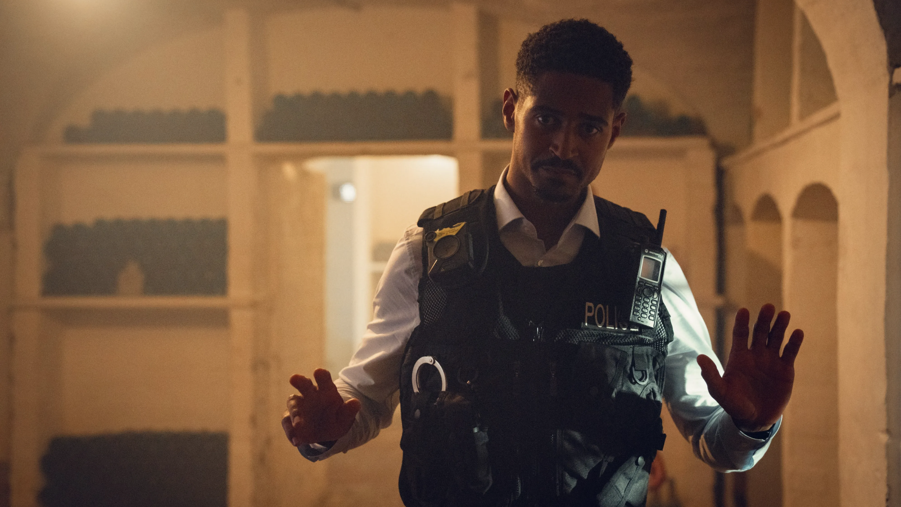 an image of alfred enoch in character in the new series run away
