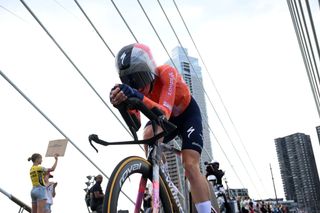 ROTTERDAM NETHERLANDS AUGUST 13 Demi Vollering of The Netherlands and Team SD Worx Protime sprints during the 3rd Tour de France Femmes 2024 Stage 3 a 679km individual time trial stage from Rotterdam to Rotterdam UCIWWT on August 13 2024 in Rotterdam Netherlands Photo by Dario BelingheriGetty Images