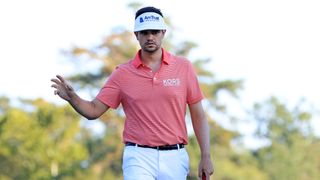 Beau Hossler acknowledges the crowd at the Sanderson Farms Championship