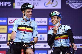 2021 UCI Road World Championships Flanders - Women Elite Road Race - Antwerp - Leuven 268,3 km - 26/09/2021 - Wout Van Aert (Belgium) - Remco Evenepoel (Belgium) - photo Nico Vereecken/PN/BettiniPhotoÂ©2021 