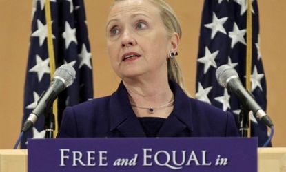On Human Rights Day on Tuesday, Secretary of State Hillary Clinton announced that the U.S. will tie the distribution of its $4 billion in foreign aid to countries' respect for gay rights.