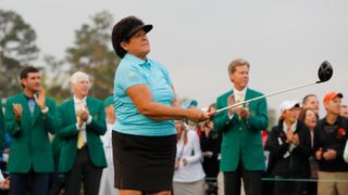 Nancy Lopez takes part in the First Tee ceremony prior to the start of the final round of the 2019 Augusta National Women's Amateur