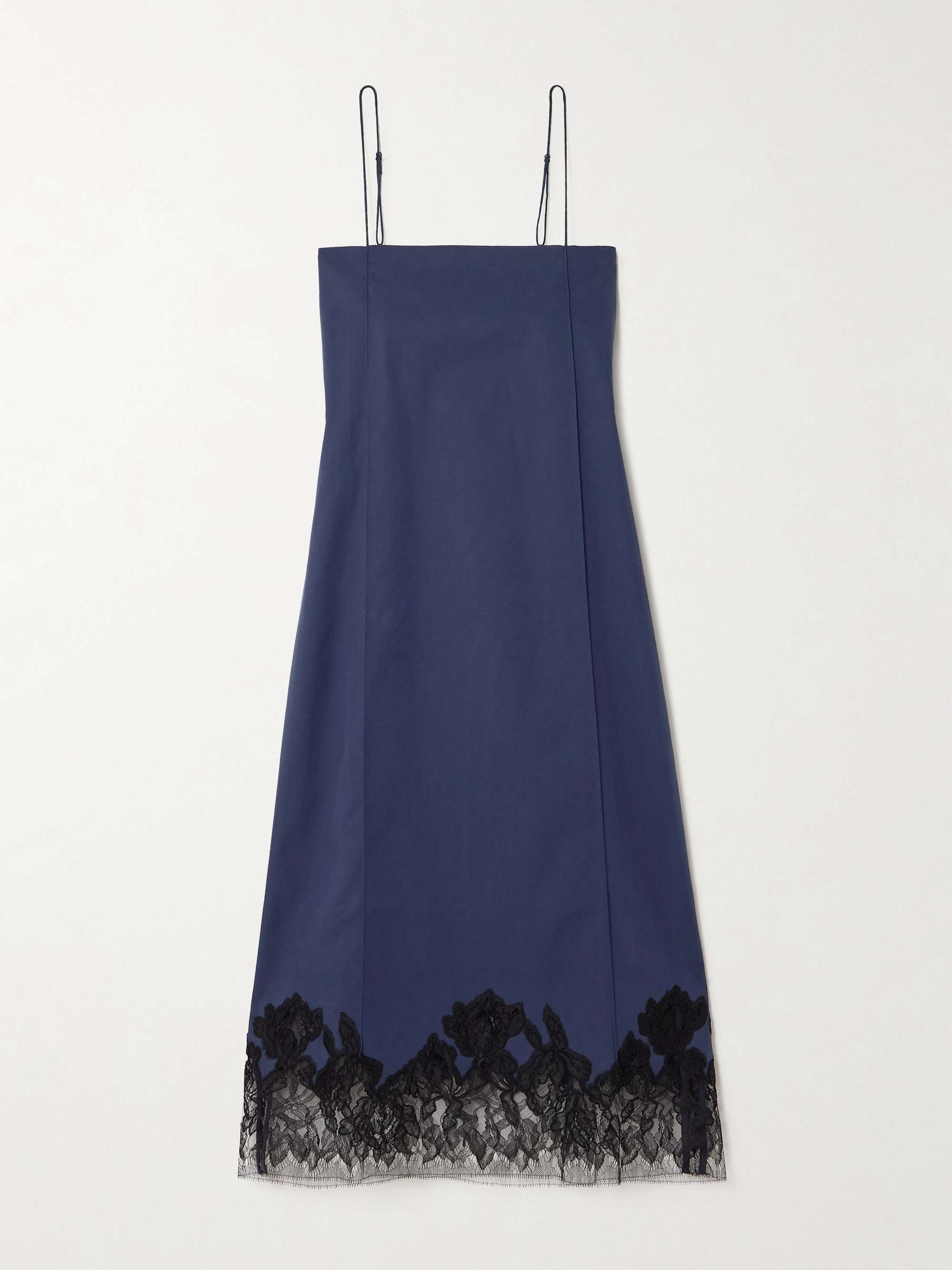 Elsain Lace-Trimmed Cotton-Blend Twill Midi Dress