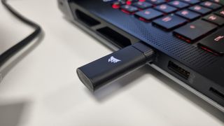 A Corsair Bluetooth headphone dongle