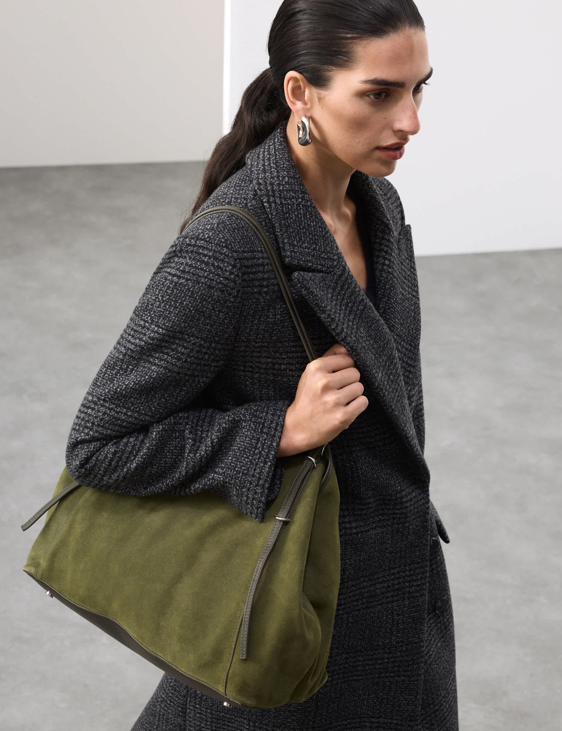 Suede Skinny Buckle Tote Bag