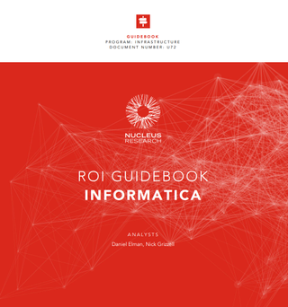 Red guidebook cover with title and logo and white matrix graphic in the background