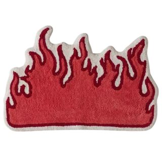 Red flames tufted 100% cotton bath mat