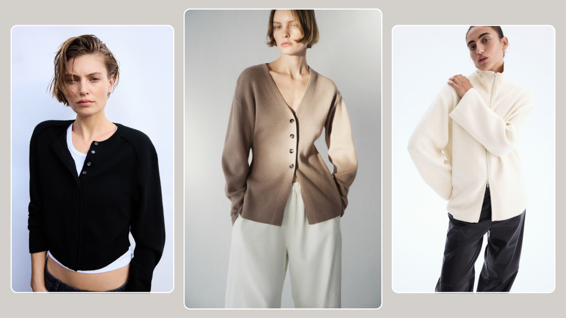 Three models wear the best H&amp;M spring cardigans 2026.