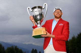 Sebastian Soderberg holds the 2019 Omega European Masters trophy