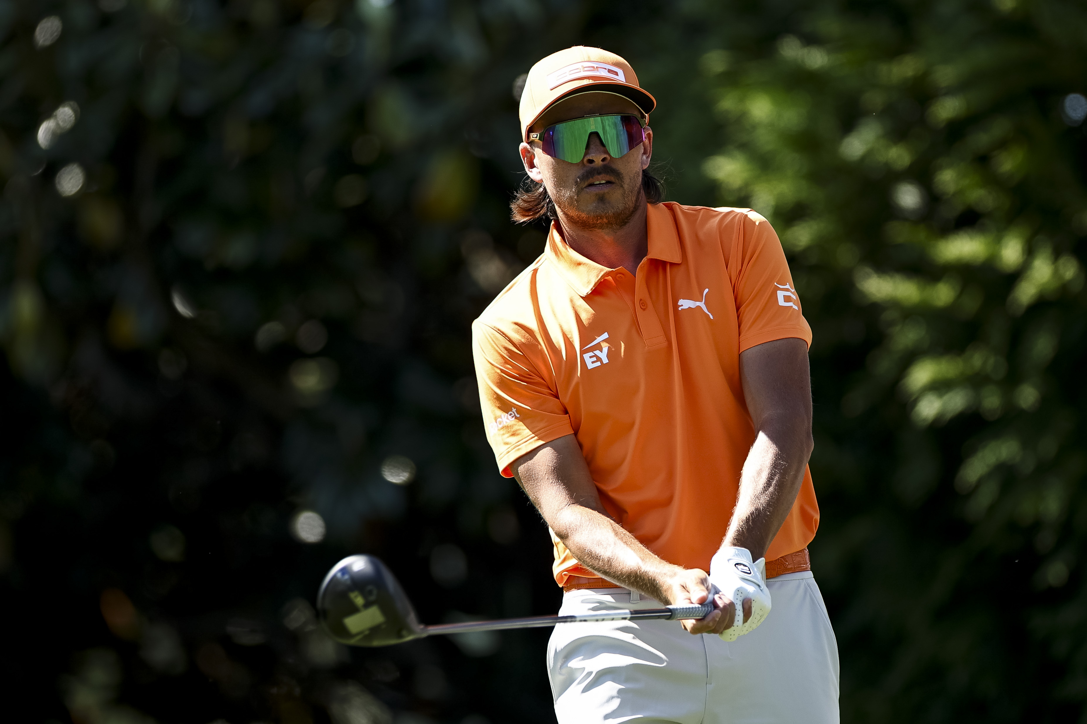Rickie Fowler looks to hit a tee shot on the 16th hole during the final round of the Truist Championship