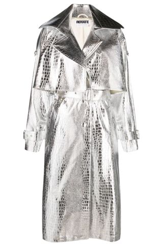 Rotate Silver Mock Croc Trench Coat