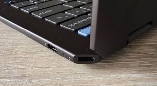 The HP OmniBook Ultra Flip's unique diagonal USB-C port