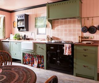 green freestanding kitchen