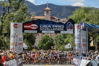 The start of stage 4 of the USA Pro Challenge in Colorado Springs