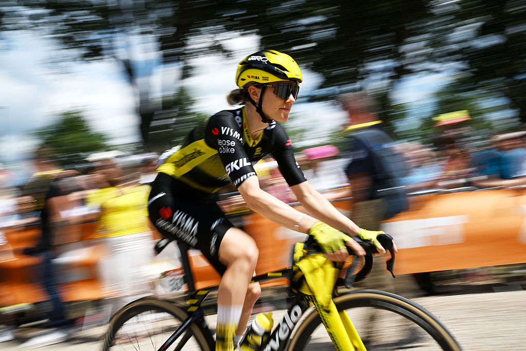 BOURG-EN-BRESSE, FRANCE - AUGUST 01: Femke De Vries of Netherlands and Team Visma | Lease a Bike prior to the 4th Tour de France Femmes 2025, Stage 7 a 159.7km stage from Bourg-en-Bresse to Chambery / #UCIWWT / on August 01, 2025 in Bourg-en-Bresse, France. (Photo by Szymon Gruchalski/Getty Images)