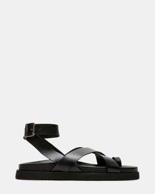 Mira Black Leather Strappy Sandal | Women's Sandals – Steve Madden