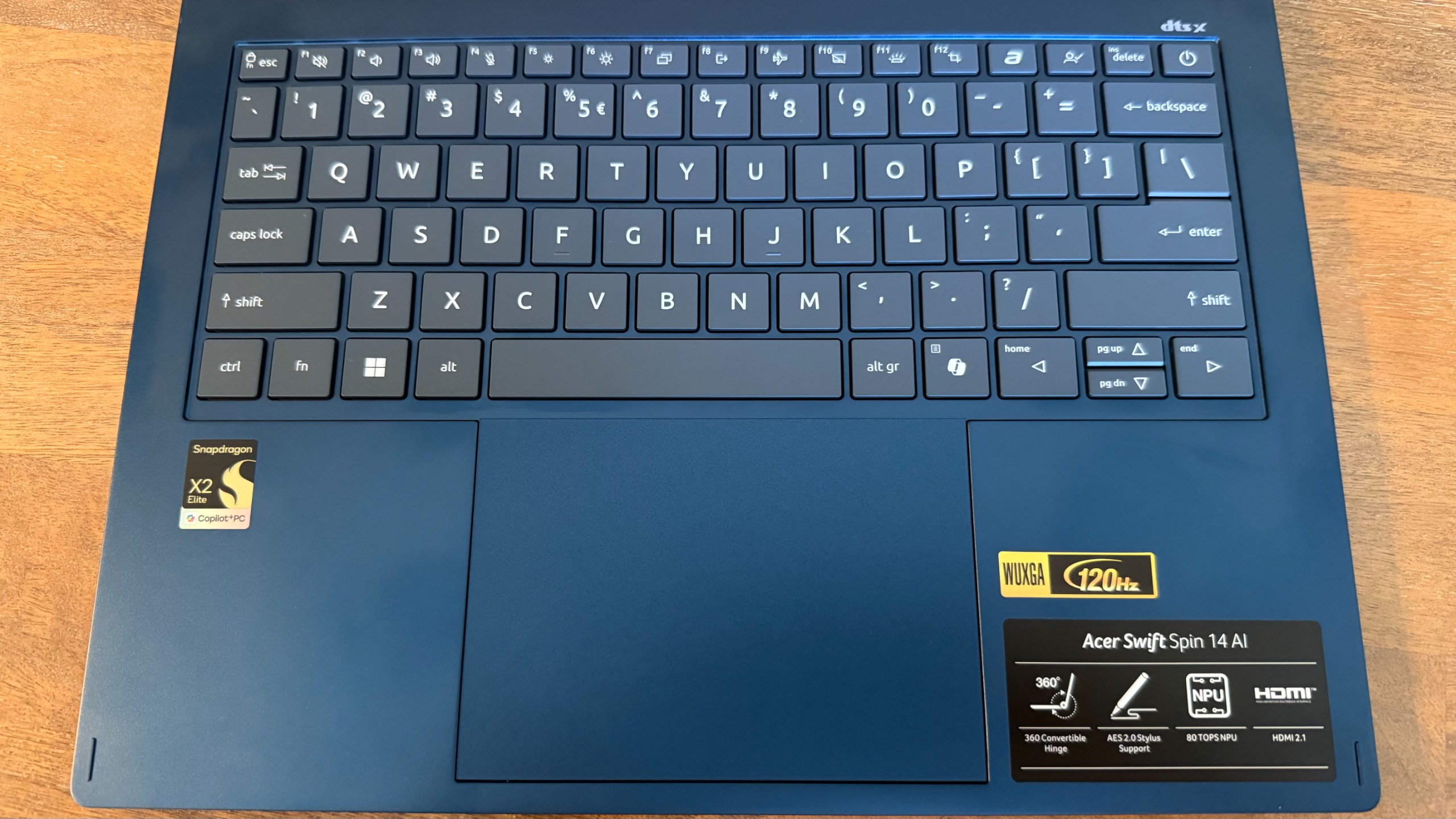 The keyboard and touchpad on the Acer Swift Spin 14 AI are pleasant to use.