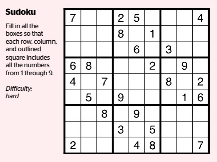 A sudoku puzzle.