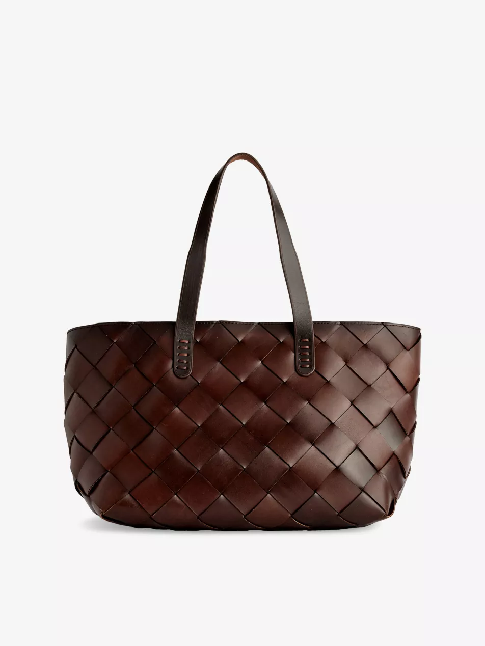 Crossover Woven Leather Tote