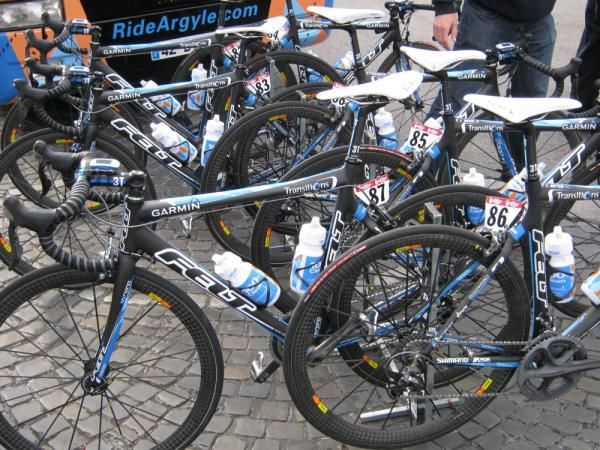 The Felt bikes await the Garmin-Transitions riders