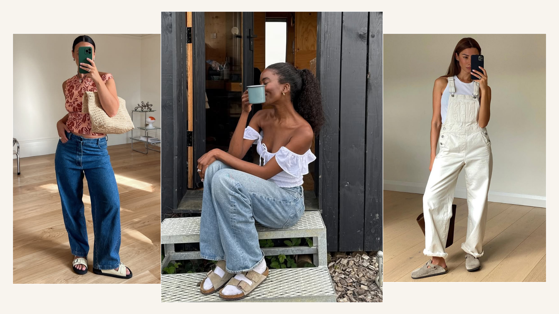 Three ways to wear Birkenstock shoes and jeans