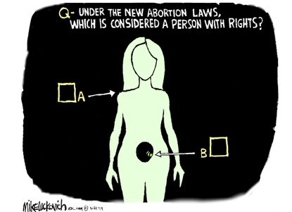 Editorial Cartoon U.S. abortion laws womens rights Alabama Georgia Missouri