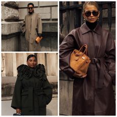 collage of women wearing rich-looking outfits