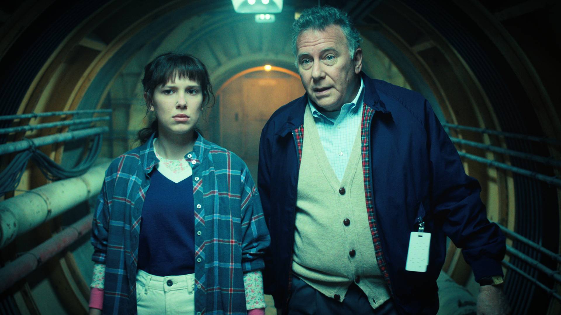 Millie Bobby Brown as Eleven and Paul Reiser as Dr. Owens in Stranger Things season 4