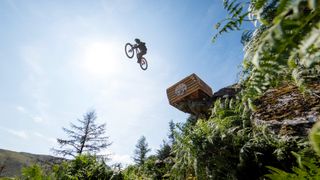 Josh Lowe riding the Red Bull Hardline in Wales on July 25, 2021