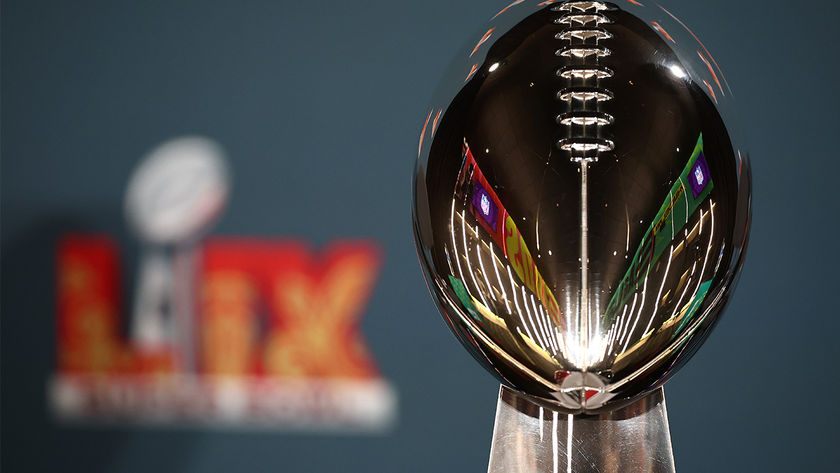 The Vince Lombardi Trophy is seen before NFL Commissioner Roger Goodell&#039;s Super Bowl Press Conference ahead of Super Bowl LIX