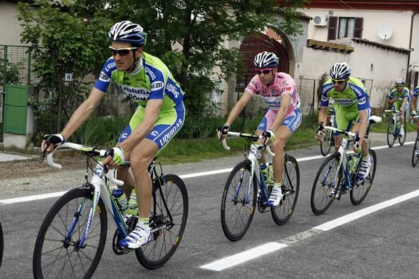 Pink jersey wearer Vincenzo Nibali was kept out of trouble by his Liquigas-Doimo teammates.