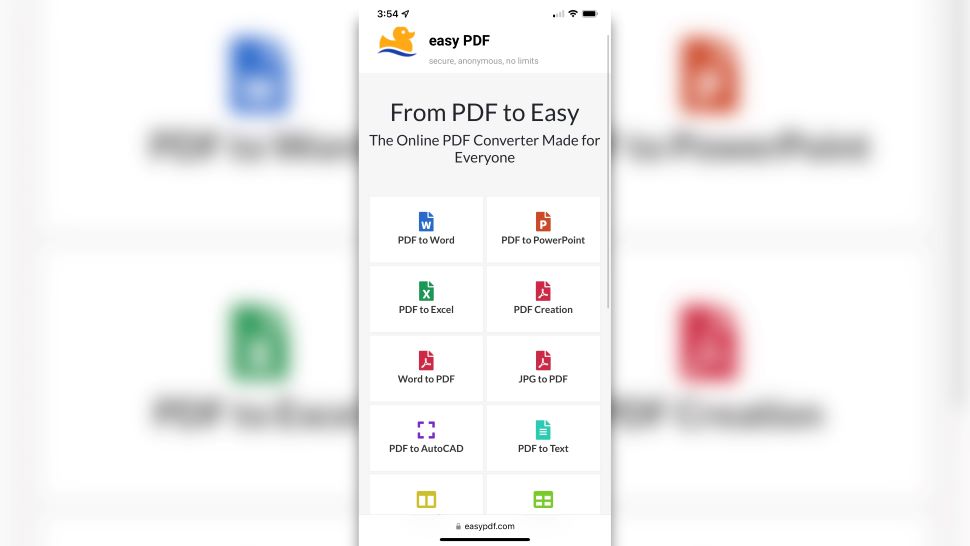 Mobile interface for Easy PDF