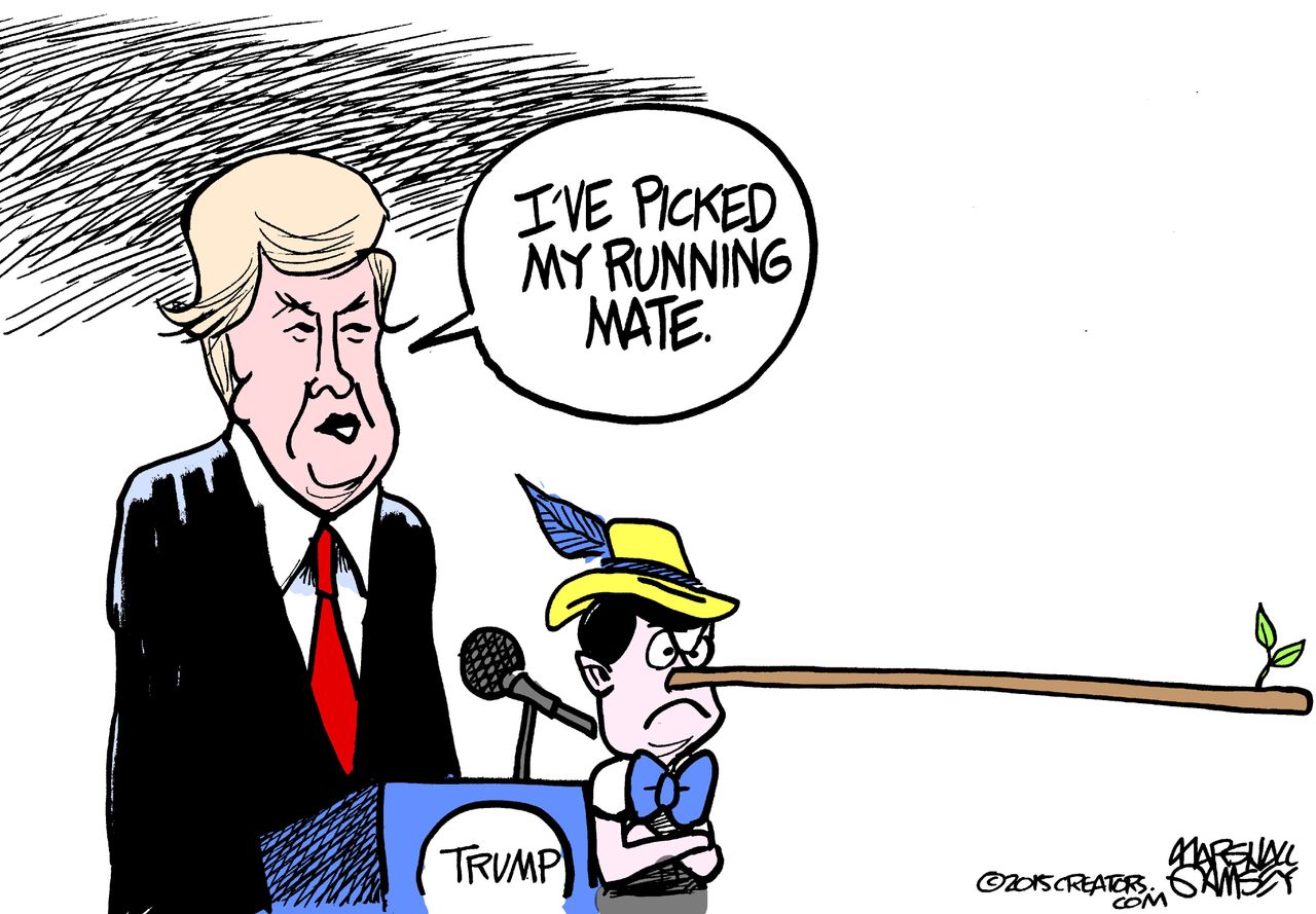 Political cartoon U.S. Donald Trump Running Mate