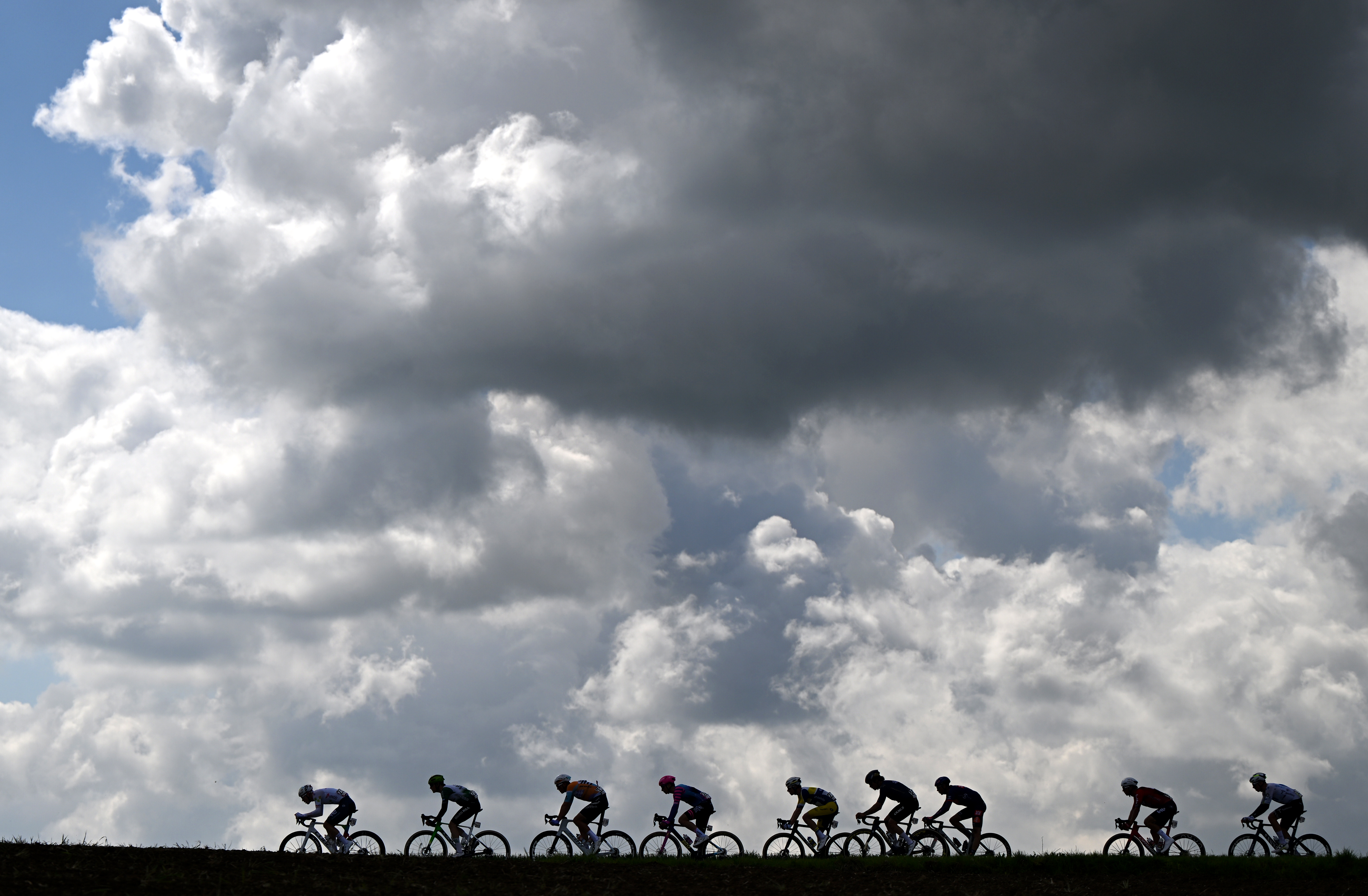 VALKENBURG, NETHERLANDS - APRIL 19: Huub Artz of Netherlands and Team Lotto Intermarche, Filip Maciejuk of Poland and Team Movistar, Marco Frigo of Italy and Team NSN Cycling, Warren Barguil of France and Team Picnic PostNL, Xabier Mikel Azparren of Spain and Team Pinarello Q36.5 Pro Cycling, Joseba Lopez of Spain and Team Caja Rural - Seguros RGA, Siebe Deweirdt of Belgium and Team Flanders - Baloise, Valentin Retailleau of France and Team TotalEnergies and Abram Stockman of Belgium and Team Unibet Rose Rockets compete in the breakaway during the 60th Amstel Gold Race 2026 - Men&amp;amp;apos;s Elite a 257.2km one day race from Maastricht to Valkenburg / #UCIWT / on April 19, 2026 in Valkenburg, Netherlands. (Photo by Dario Belingheri/Getty Images)