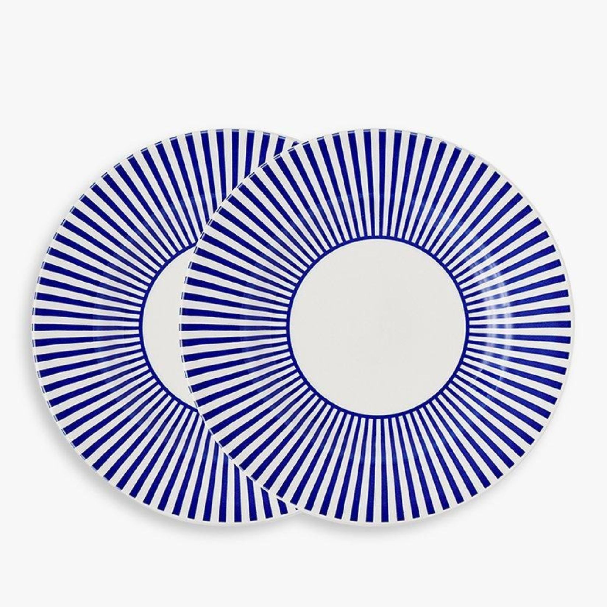 blue and white striped plates 