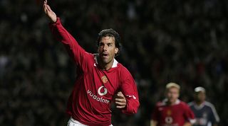 Ruud van Nistelrooy celebrates after scoring for Manchester United